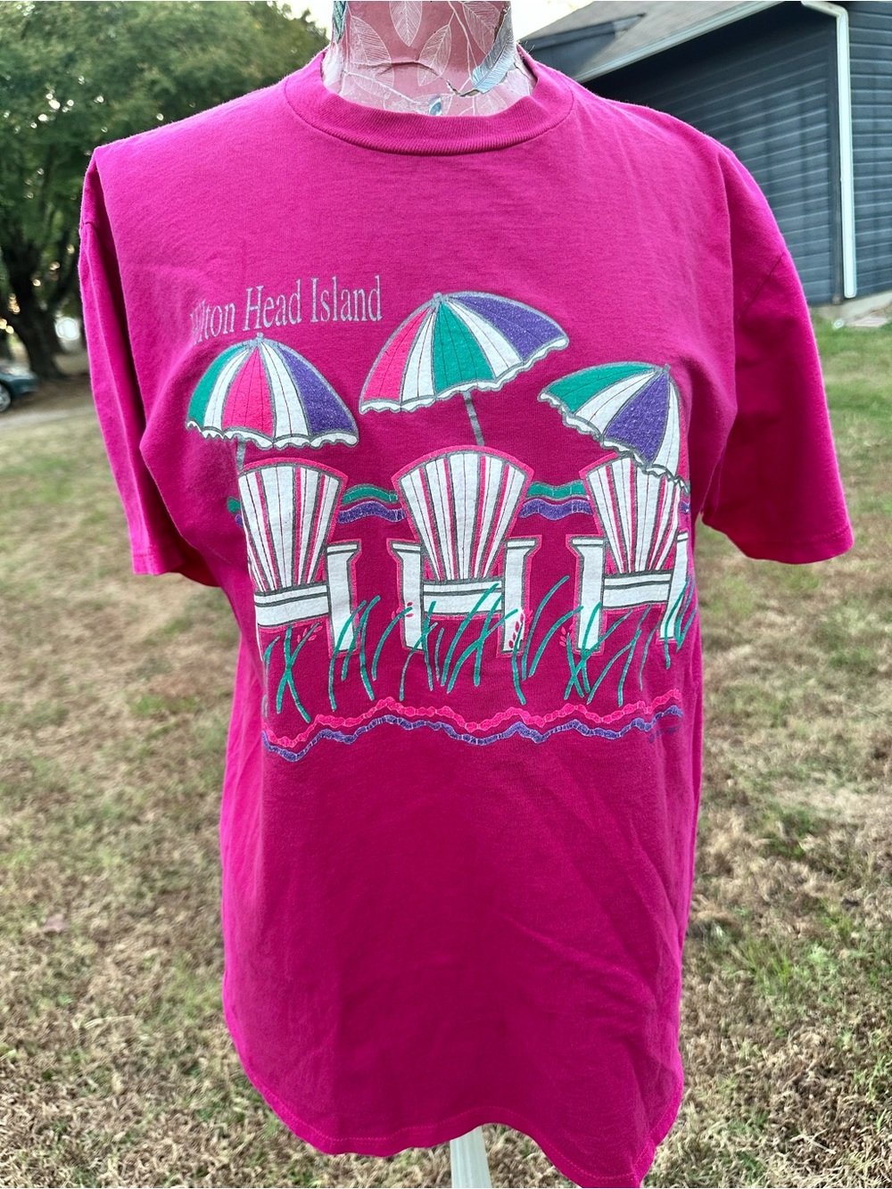 Vintage 90s Hilton Head Island Beach Chairs Graphic T-Shirt – Made in USA – L